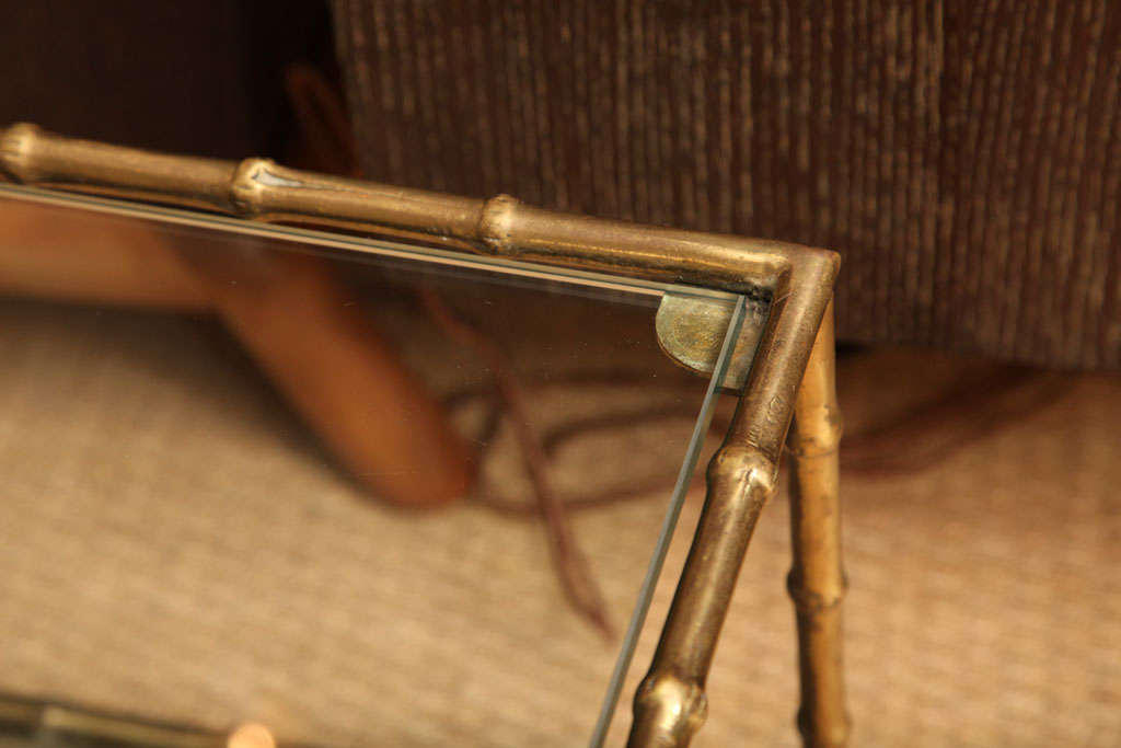 Brass faux bamboo cocktail table in the style of Bagues, c.1950 5
