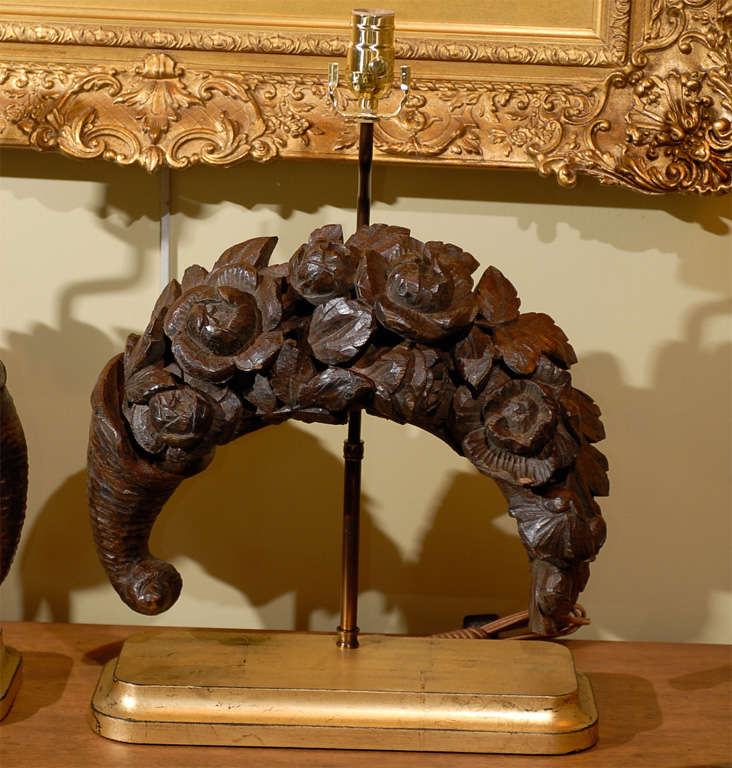 Cornucopias adapted as Lamps