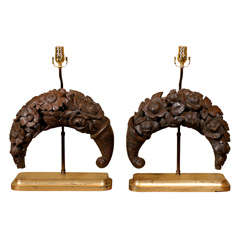 Cornucopias adapted as Lamps