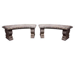 Pair of Cast Stone Garden Benches