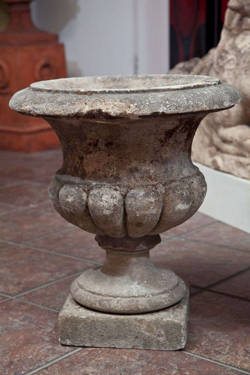 Pair of Carved Stone Urns For Sale at 1stDibs