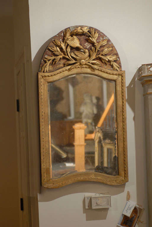 French Gilded Mirror with Kissing Doves