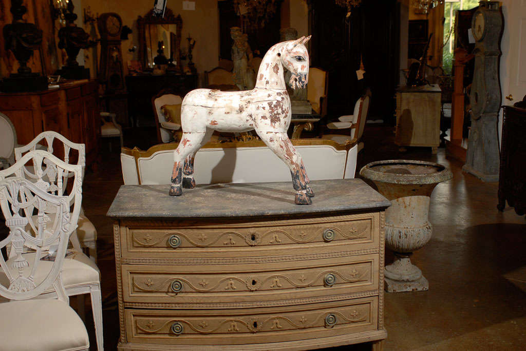 English 19th Century Painted Wooden Horse Sculpture with Distressed Finish 4