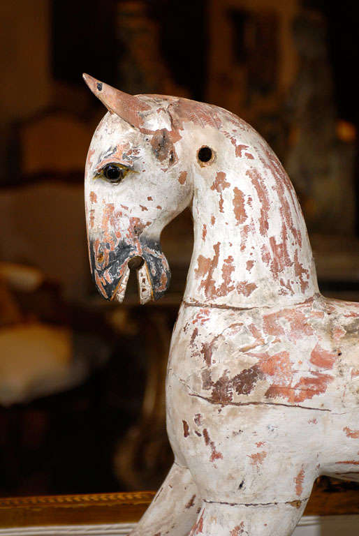 English 19th Century Painted Wooden Horse Sculpture with Distressed Finish 2