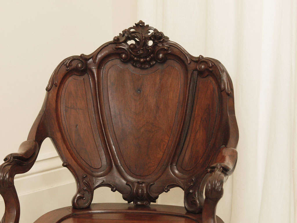  Only One Continental Rosewood Armchair In Excellent Condition For Sale In New Orleans, LA