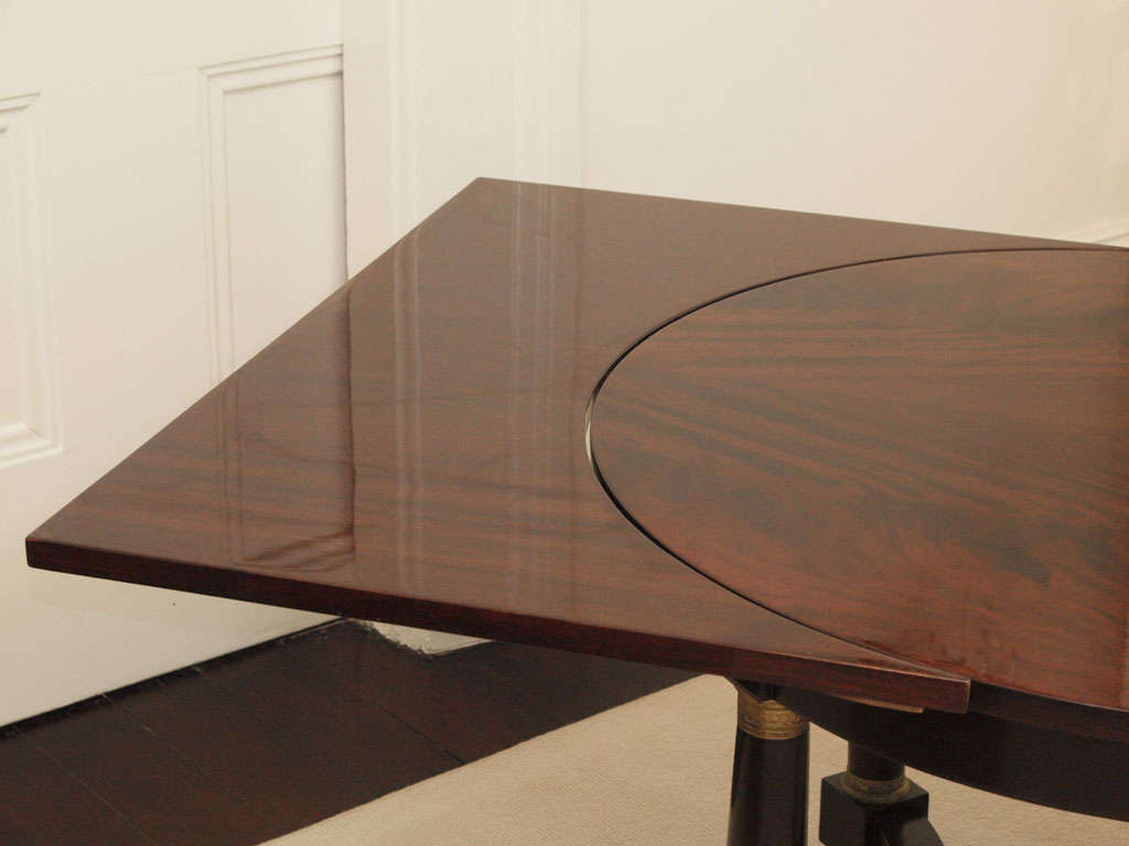 French Empire-Style Mahogany Center - Dining Table with Two Leaves For Sale