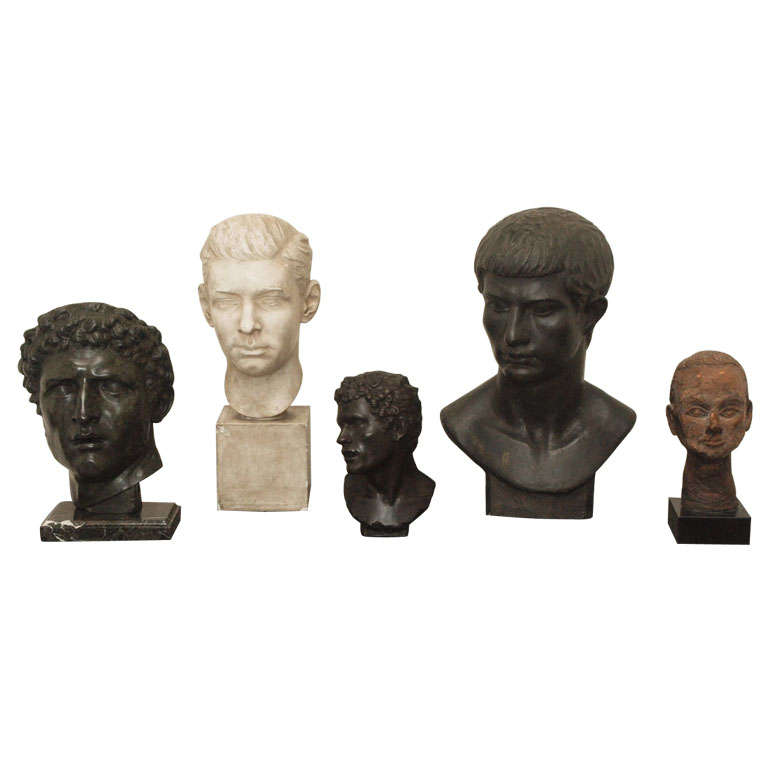 A Collection of Busts in Bronze and Plaster For Sale