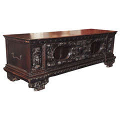 17TH C. CARVED WALNUT CASSONE