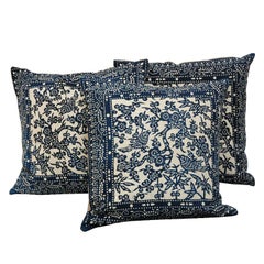 Birds with Bamboo Indigo Pillow