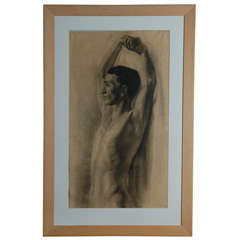 Original Charcoal Drawing of Male Nude