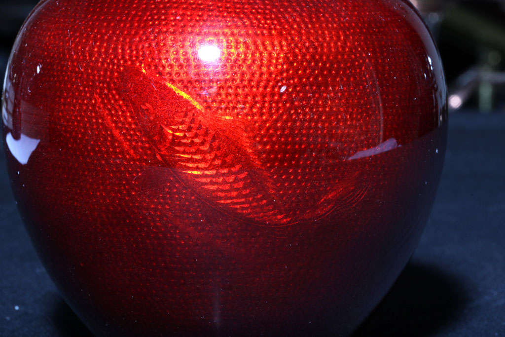 Sterling Silver-Mounted Red Enamel Vase In Excellent Condition In New York, NY