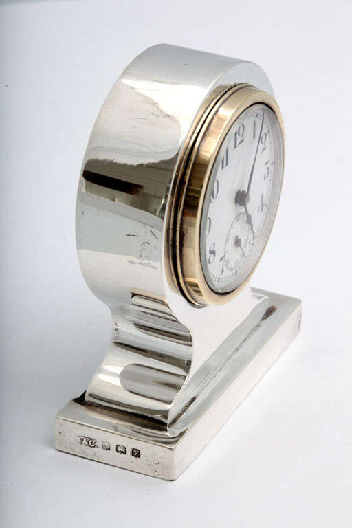 English Sterling Silver Desk/Table Clock
