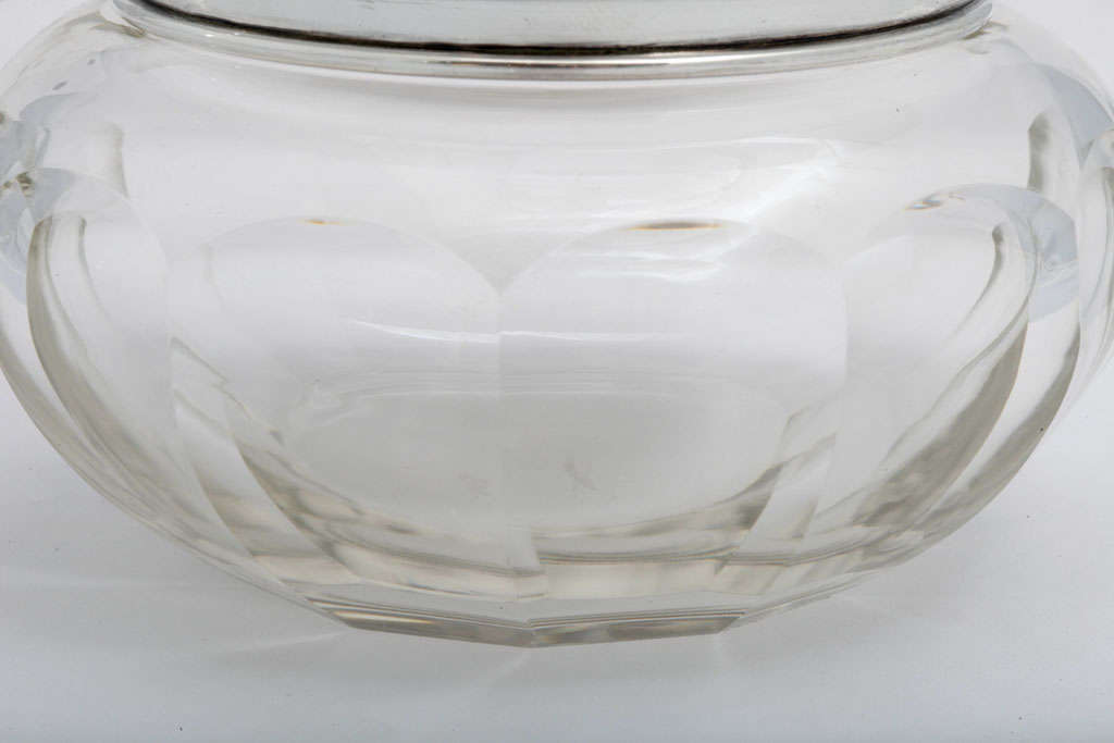 Sterling Silver , Deep Pink Enamel And Crystal Powder Jar 1
