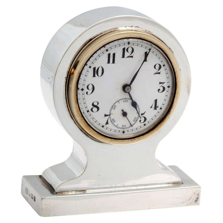 Sterling Silver Desk/Table Clock at 1stdibs