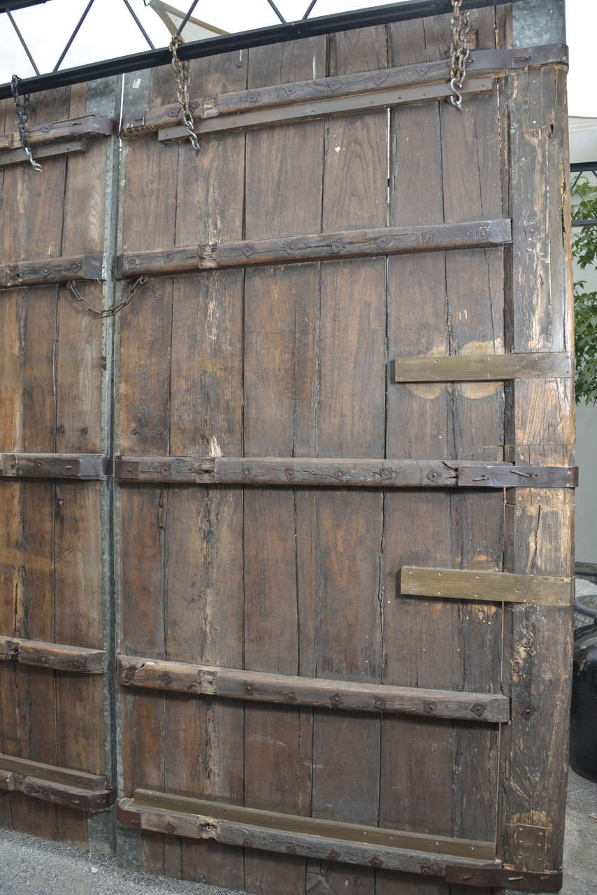 Early 20th Century Weathered Elm Courtyard Doors