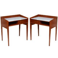 Vintage Rare Pair of Mahogany and Formica Side Tables in Style of Gio Ponti, Italy 1950s