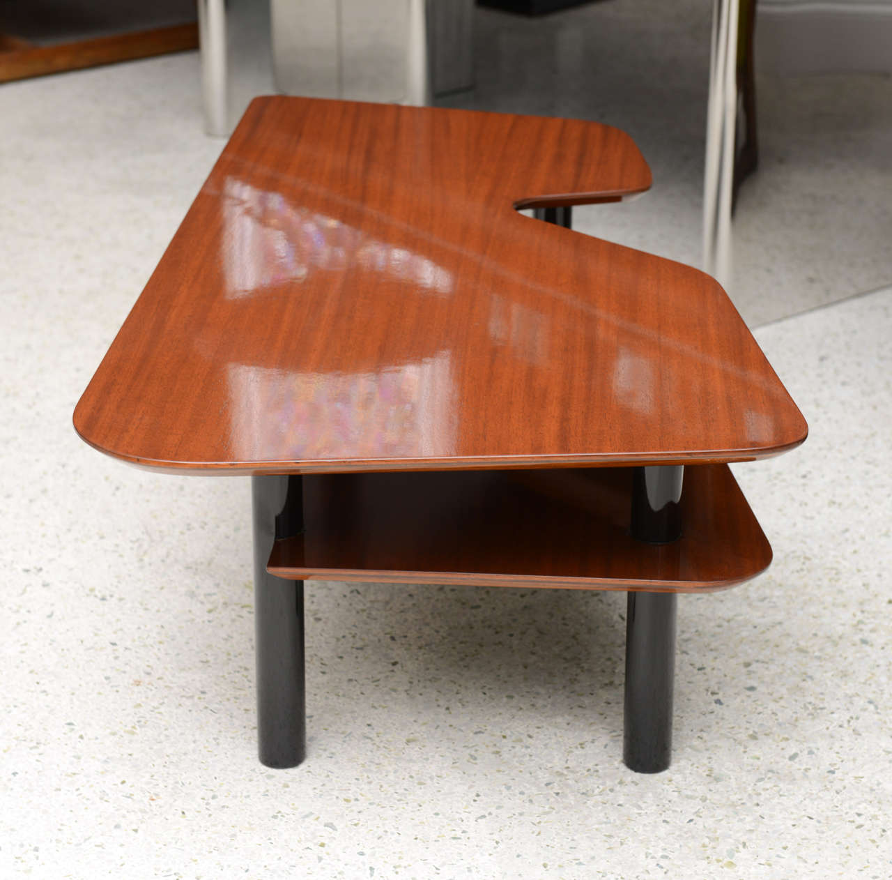 Italian Modern Mahogany and Ebonised Low Table, Style of Ponti For Sale 2