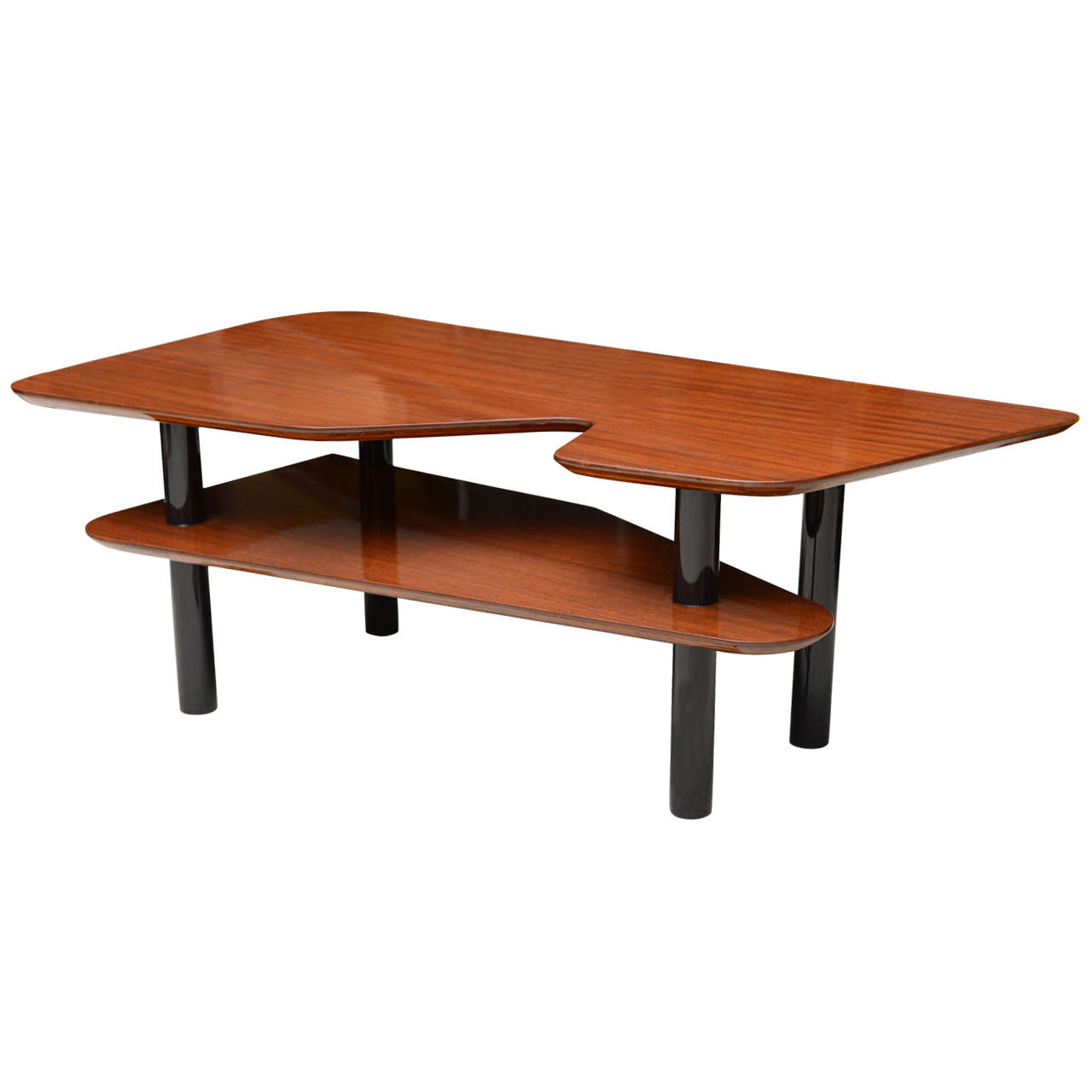 Italian Modern Mahogany and Ebonised Low Table, Style of Ponti For Sale