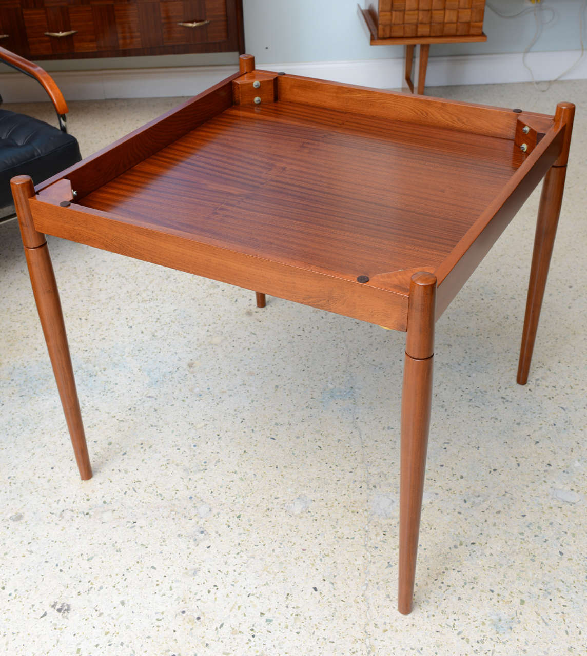 Italian Modern Walnut Game Table by Gio Ponti for Singer & Sons 3