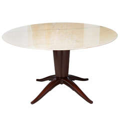 Italian Modern Mahogany and Onyx Top Center/Dining Table, Paolo Buffa