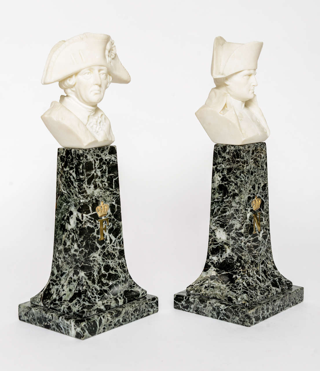 Second Empire French Empire Style Marble and Alabaster Models of Napoleon and Frederick For Sale