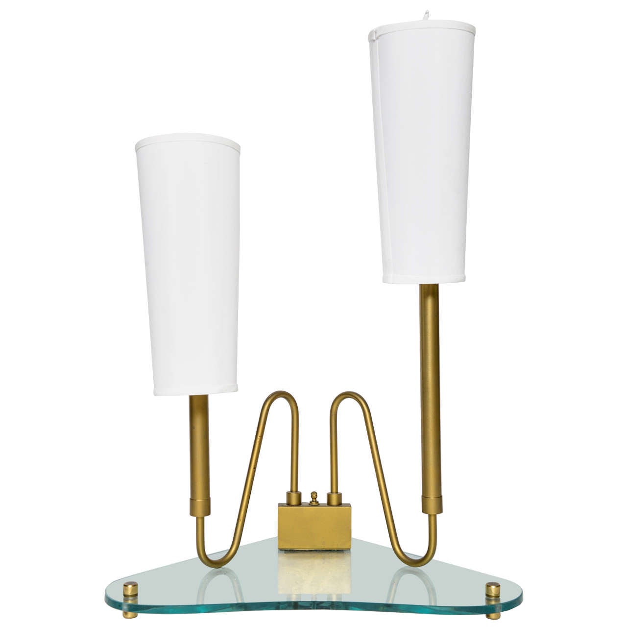 Italian Modern Brass and Glass Table Lamp in the Style of Fontana Arte