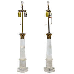 A Pair of Rock Crystal and Bronze Mounted Lamps