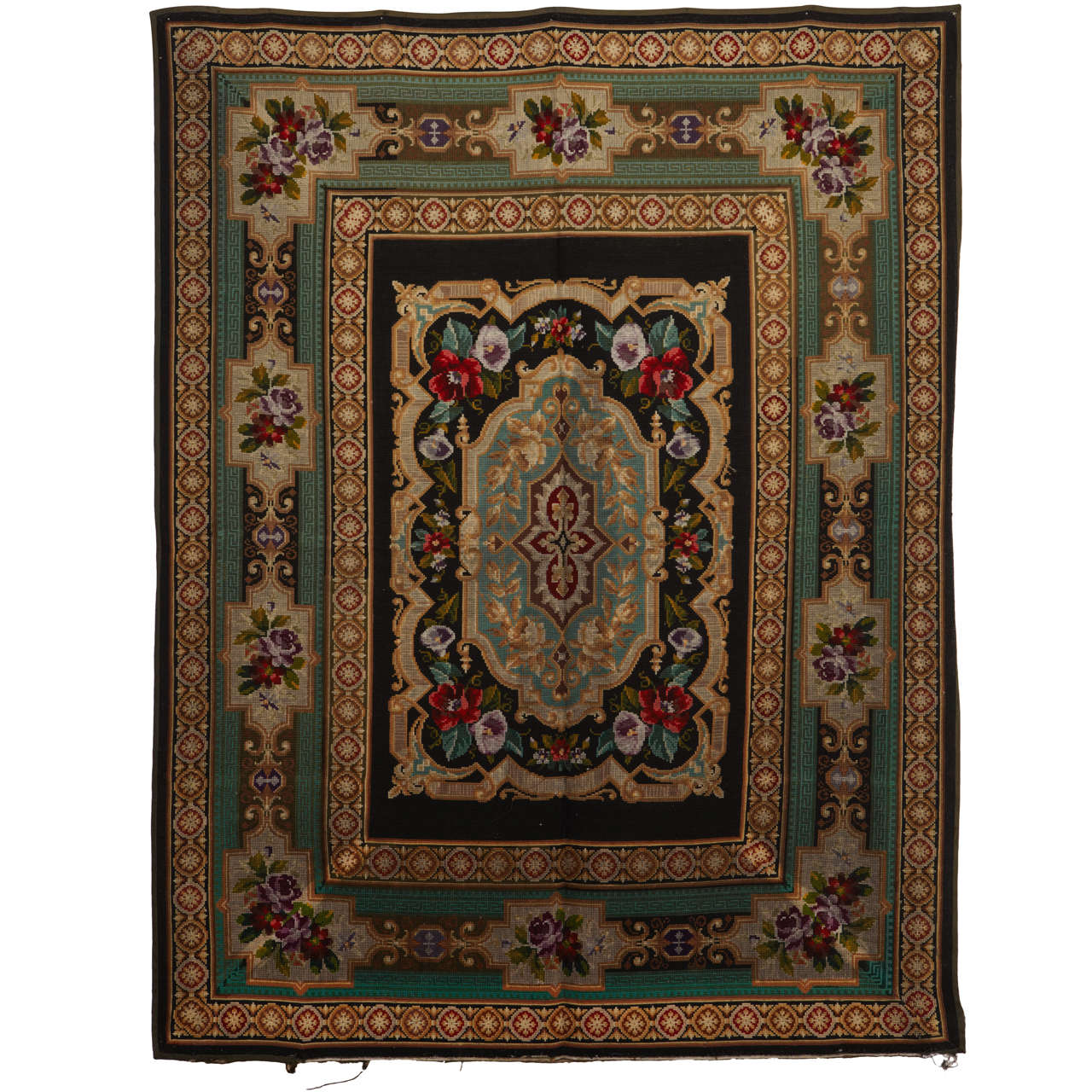 Fine Antique Victorian English Needlework Rug