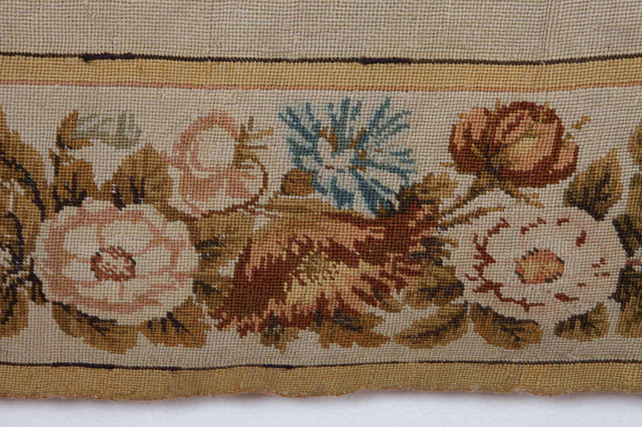 Victorian Fine Antique English Needlepoint Rug For Sale