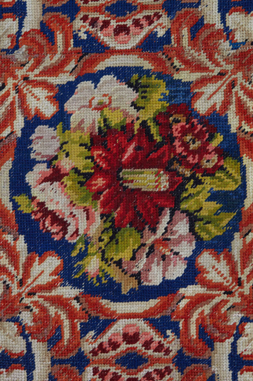 Antigua alfombra victoriana inglesa de punto de aguja, hacia 1860 Victoriano en venta