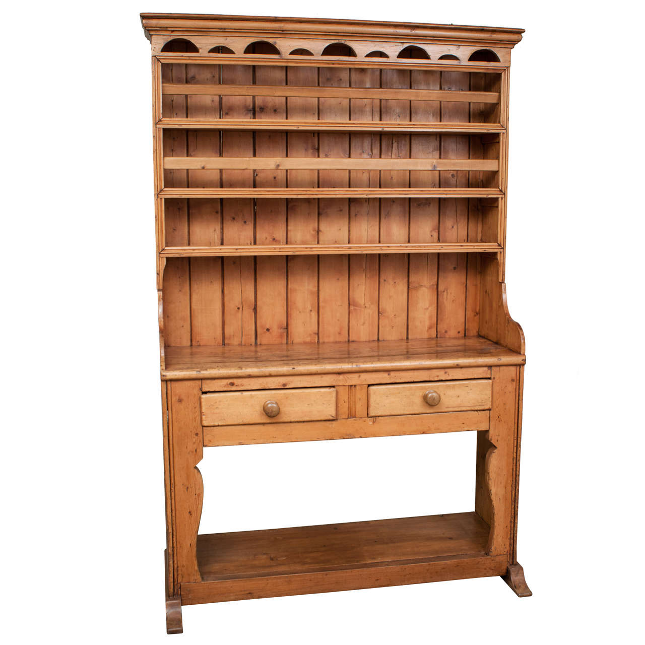 Pine Fiddle-Front Irish Dresser