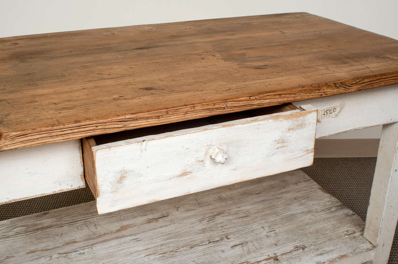 Polished Pine Painted Work Table