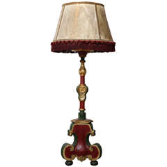 Antique Italian 1900
s candlebrum lamp with parchment shade