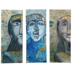 Vintage Unknown Artist, 3 Heads, 1960
s