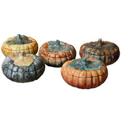 Vintage Set of Five 1980s Italian Ceramic Pumpkins