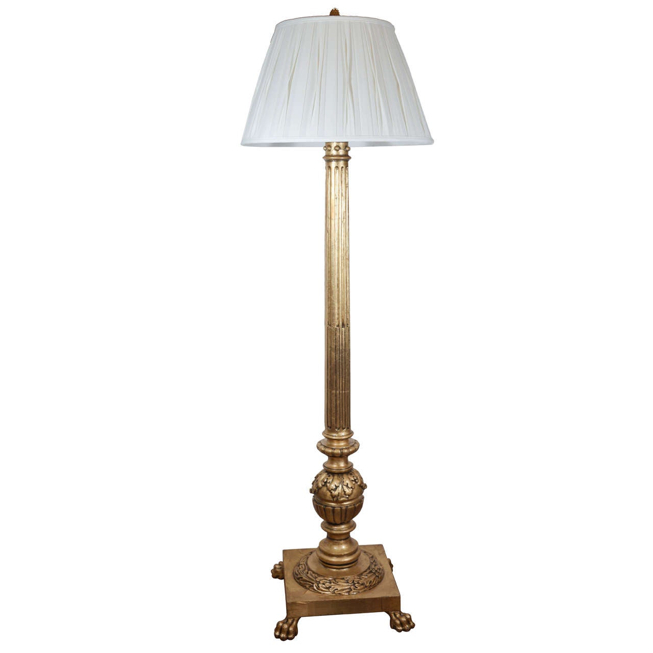 19th c French Empire gilded floor lamp