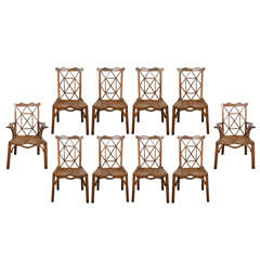 Antique set of 10 period Chinese Chippendale dining chairs circa 1765