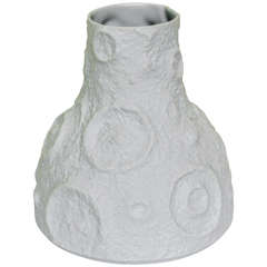 Textural Intaglio White Signed Porcelain Vase / Vessel 1
