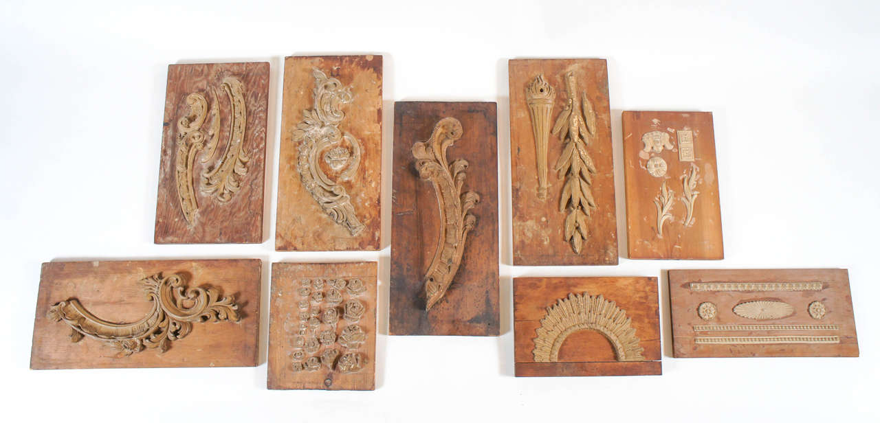 Collection of Neoclassical Wood Plaster Moulds, circa 1910