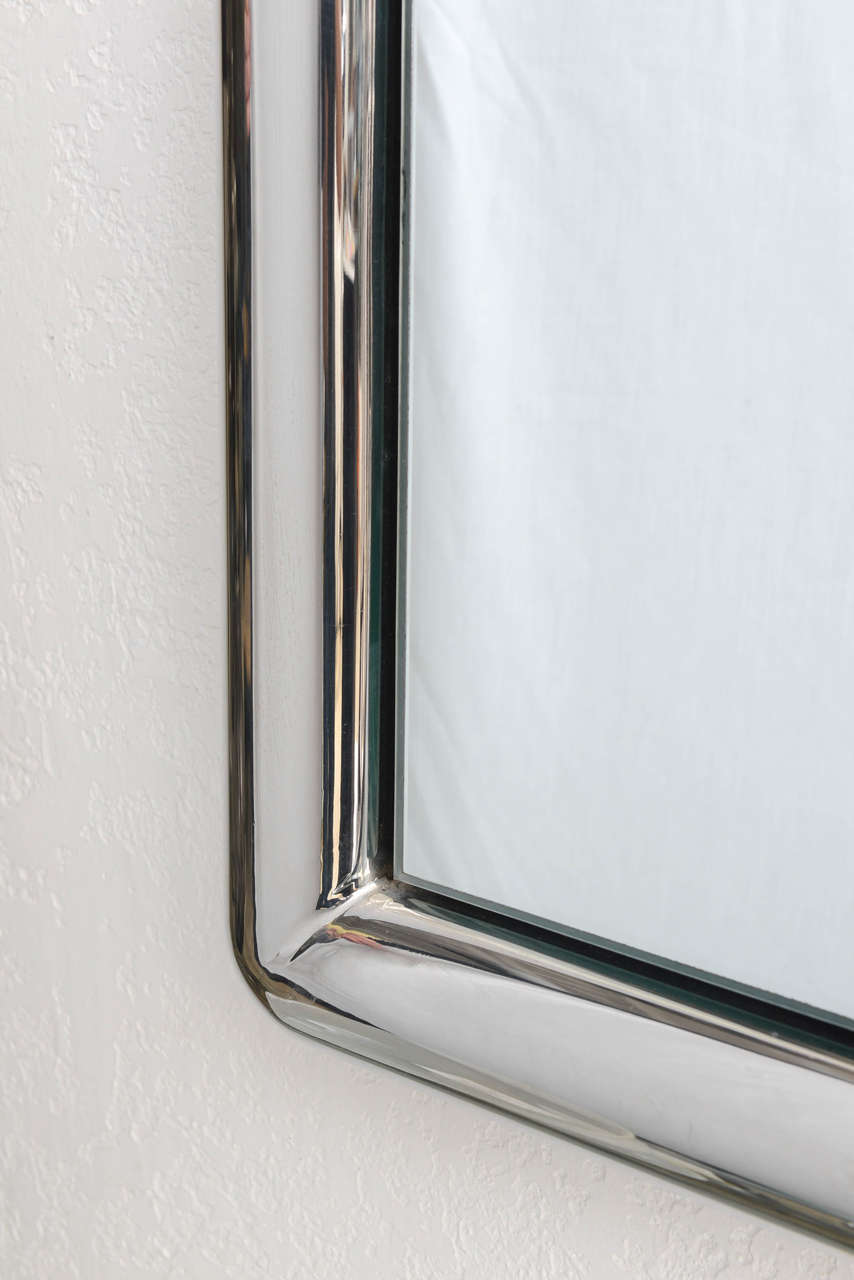 Modern Karl Springer Style Polished Steel Mirror