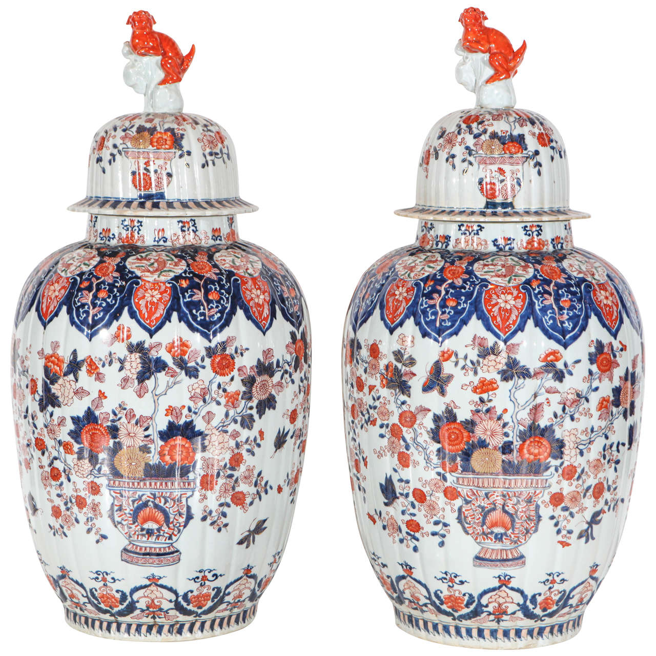 Dos, 1900s, con tapa, tarros Imari