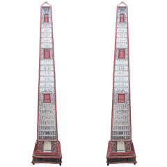 Vibrant, Illuminated, Mid-Century, Obelisk Floor Lamps