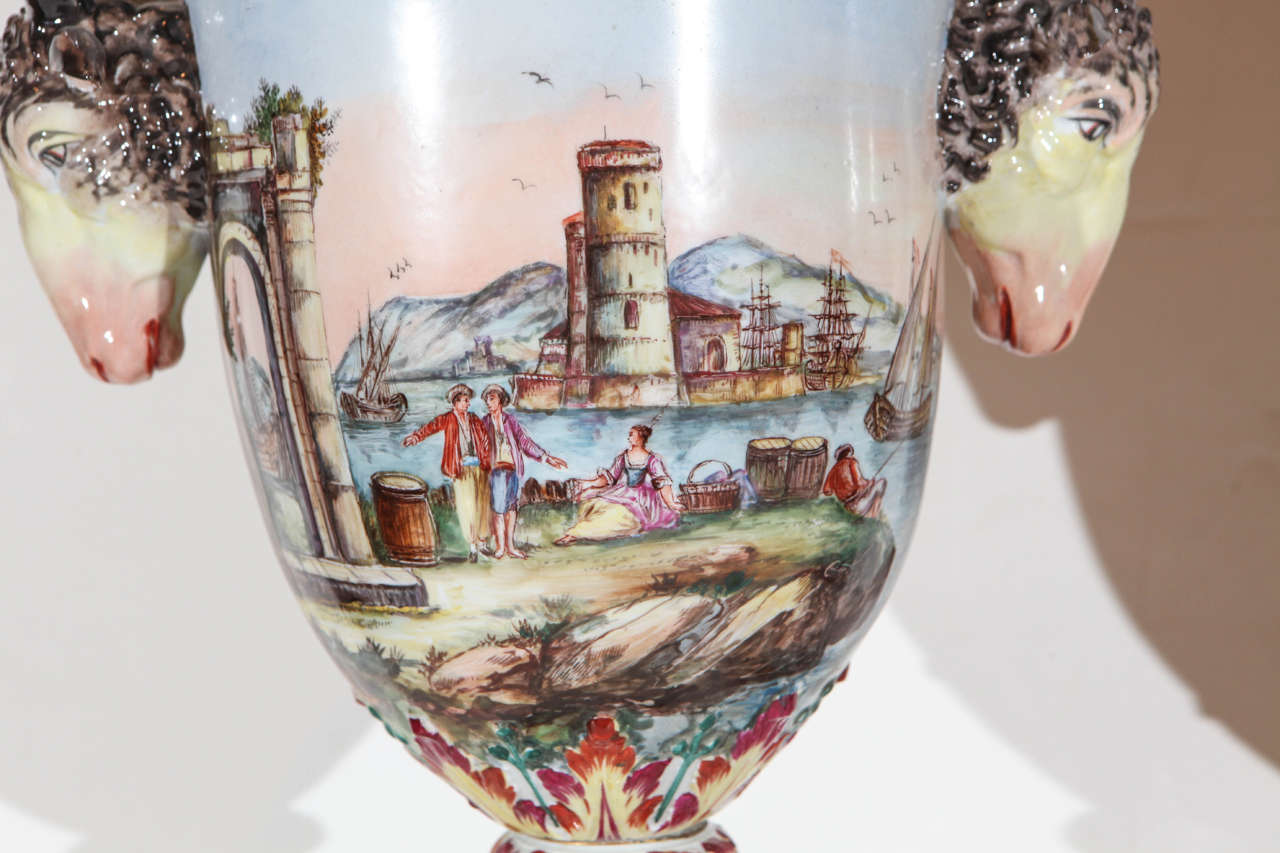 Hand-Painted Italian Urns, Turn-of-the-Century 1
