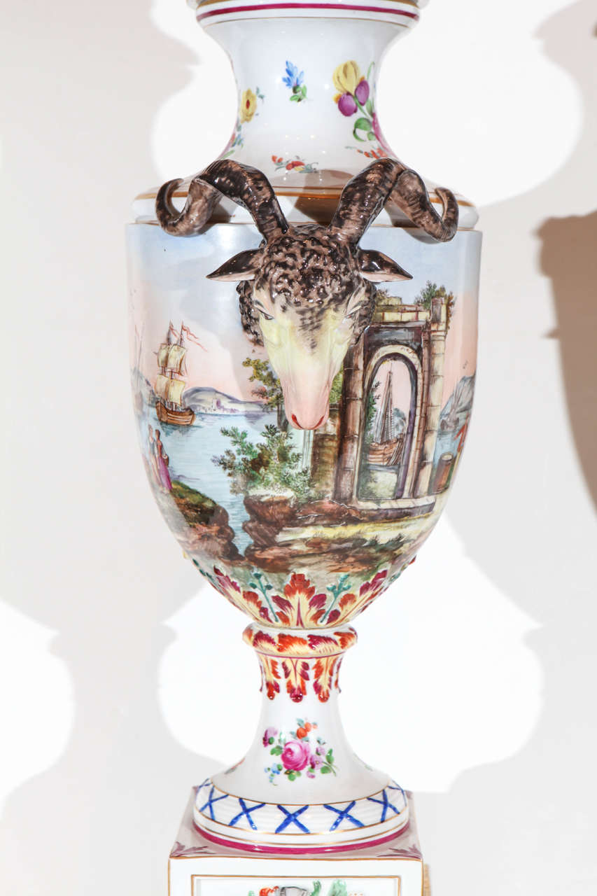 Hand-Painted Italian Urns, Turn-of-the-Century 2