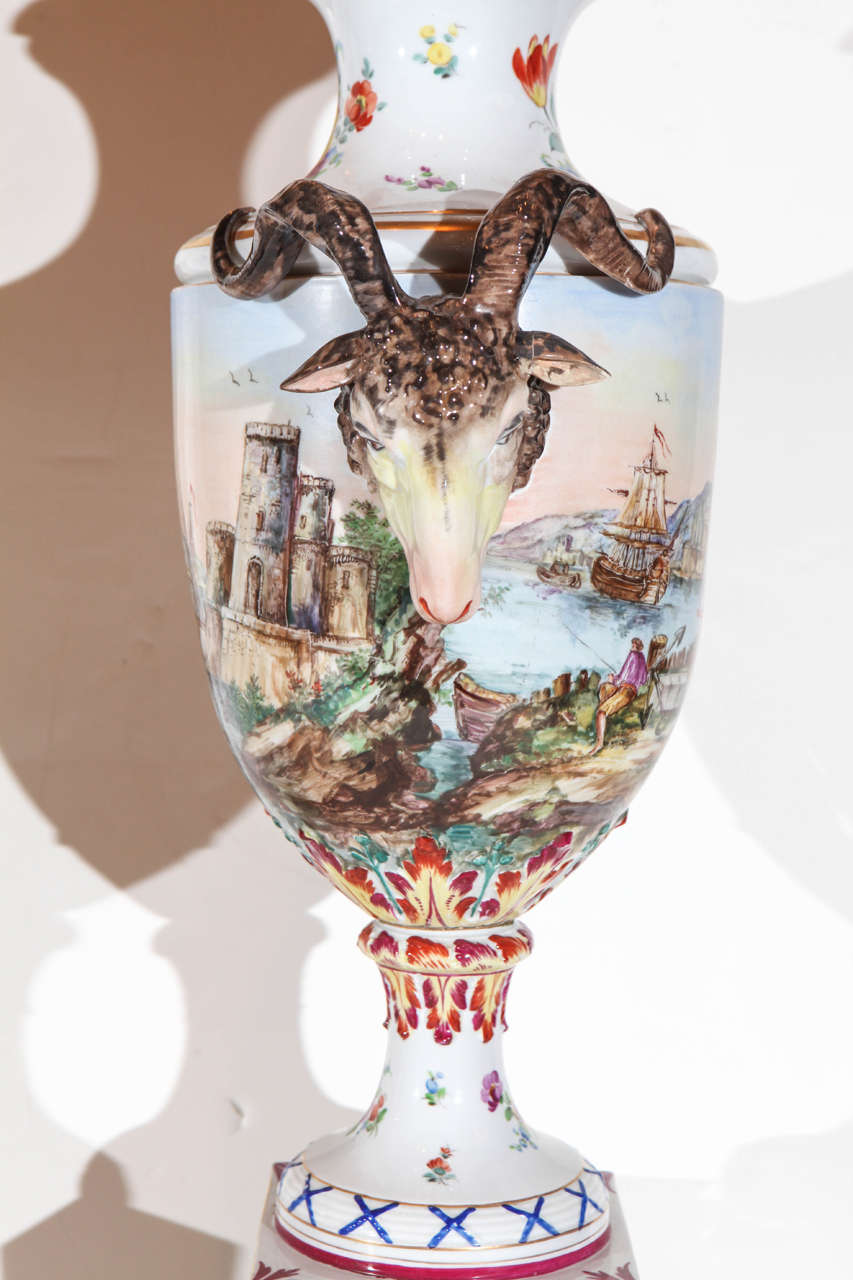 Hand-Painted Italian Urns, Turn-of-the-Century 3