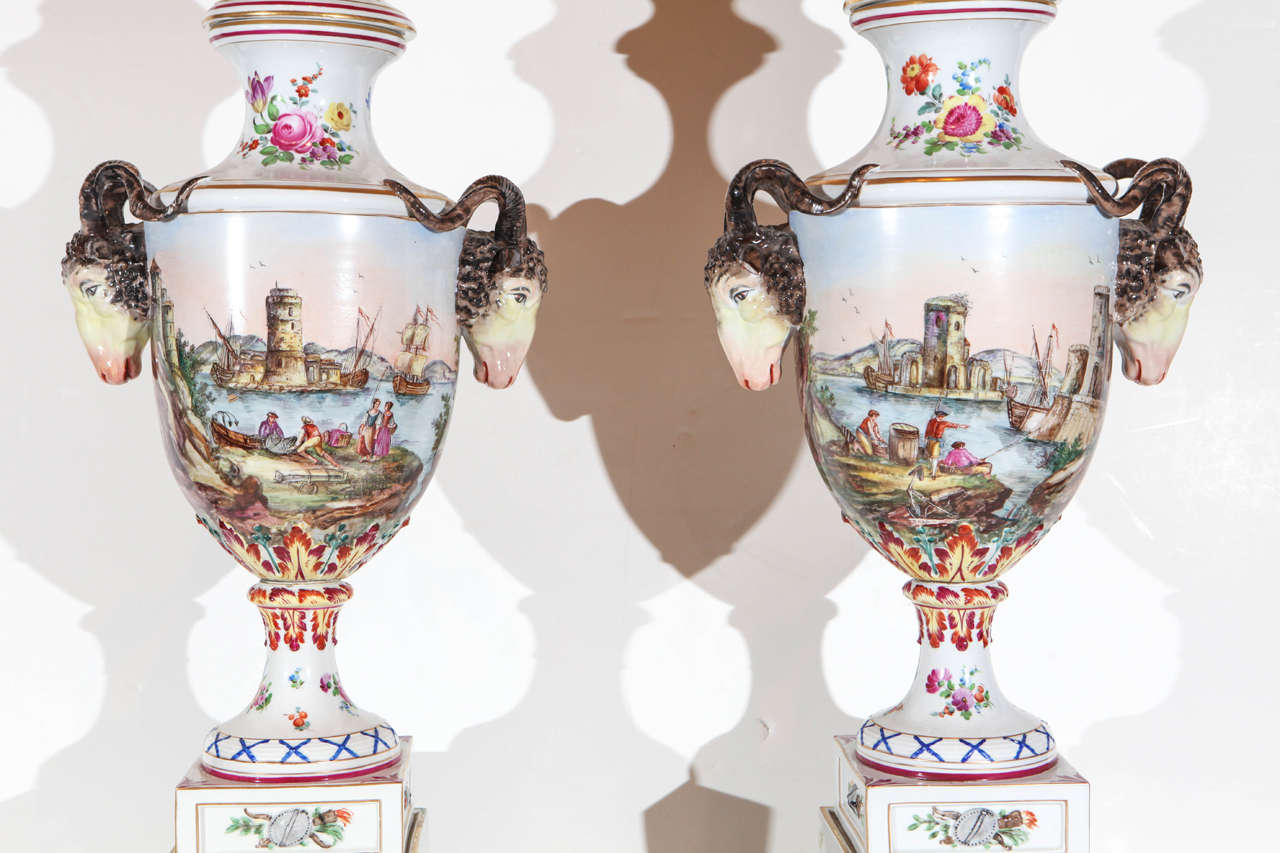 Hand-Painted Italian Urns, Turn-of-the-Century 5