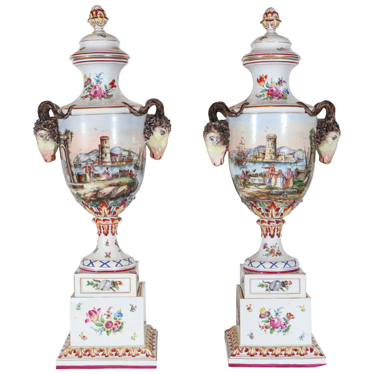 HandPainted Italian Urns, TurnoftheCentury at 1stDibs
