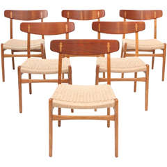 Set of Six Hans Wegner CH-23 Dining Chairs