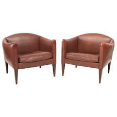 Pair of Illum Wikkelso Leather Lounge Chairs