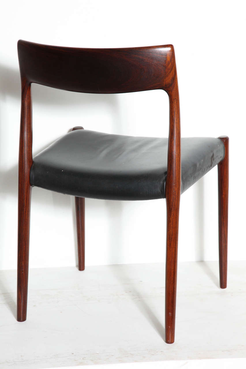 Scandinavian Modern no. 77 Leather Dining Chairs by Niels Moller (Set of 8)